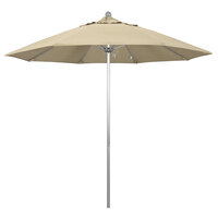 California Umbrella ALTO 908 SUNBRELLA 1A Venture 9' Round Push Lift Umbrella with 1 1/2 inch Silver Anodized Aluminum Pole - Sunbrella 1A Canopy - Antique Beige Fabric
