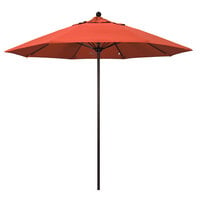 California Umbrella ALTO 908 OLEFIN Venture 9' Round Push Lift Umbrella with 1 1/2 inch Bronze Aluminum Pole - Olefin Canopy - Sunset Fabric