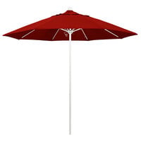 California Umbrella ALTO 908 SUNBRELLA 2A Venture 9' Round Push Lift Umbrella with 1 1/2 inch Matte White Aluminum Pole - Sunbrella 2A Canopy - Jockey Red Fabric