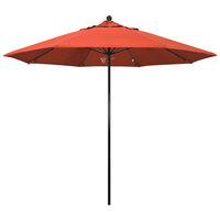 California Umbrella EFFO 908 OLEFIN Oceanside 9' Round Push Lift Umbrella with 1 1/2 inch Fiberglass Pole - Olefin Canopy - Sunset Fabric