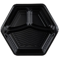 Genpak HX013-3L Smart-Set 10 5/16 inch Black Hexagonal 3 Compartment Foam Serving Tray - 200/Case