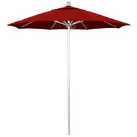 California Umbrella ALTO 758 PACIFICA Venture 7 1/2' Round Push Lift Umbrella with 1 1/2 inch Silver Anodized Aluminum Pole - Pacifica Canopy - Red Fabric