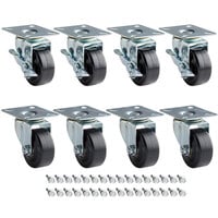 Avantco 178A3PCKIT8 3" Swivel Plate Casters with Mounting Hardware - 8/Set