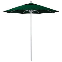 California Umbrella ALTO 758 SUNBRELLA 1A Venture 7 1/2' Round Push Lift Umbrella with 1 1/2 inch Silver Anodized Aluminum Pole - Sunbrella 1A Canopy - Forest Green Fabric