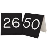 Cal-Mil 269B-2 Black Engraved Number Tent Sign Set 26-50 - 3 inch x 3 inch