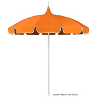 California Umbrella SMPT 852 SUNBRELLA 2 Pagoda 8 1/2' Round Push Lift Umbrella with 1 1/2 inch Aluminum Pole - Sunbrella 2A Canopy with Natural Braid - Macaw Fabric