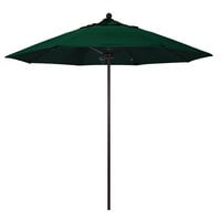 California Umbrella ALTO 908 OLEFIN Venture 9' Round Push Lift Umbrella with 1 1/2 inch Bronze Aluminum Pole - Olefin Canopy - Hunter Green Fabric