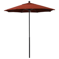 California Umbrella EFFO 758 SUNBRELLA 2A Oceanside 7 1/2' Round Push Lift Umbrella with 1 1/2 inch Fiberglass Pole - Sunbrella 2A Canopy - Terracotta Fabric