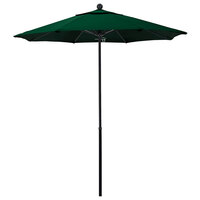 California Umbrella EFFO 758 SUNBRELLA 1A Oceanside 7 1/2' Round Push Lift Umbrella with 1 1/2 inch Fiberglass Pole - Sunbrella 1A Canopy - Forest Green Fabric
