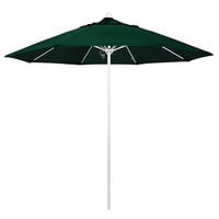 California Umbrella ALTO 908 SUNBRELLA 1A Venture 9' Round Push Lift Umbrella with 1 1/2 inch Matte White Aluminum Pole - Sunbrella 1A Canopy - Forest Green Fabric