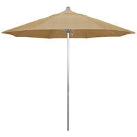 California Umbrella ALTO 908 SUNBRELLA 2A Venture 9' Round Push Lift Umbrella with 1 1/2 inch Silver Anodized Aluminum Pole - Sunbrella 2A Canopy - Linen Sesame Fabric