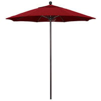 California Umbrella ALTO 758 OLEFIN Venture 7 1/2' Round Push Lift Umbrella with 1 1/2 inch Bronze Aluminum Pole - Olefin Canopy - Red Fabric