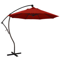 California Umbrella BA908 PACIFICA Bayside 9' Crank Lift Cantilever Umbrella with 2" Aluminum Pole - Pacifica Canopy - Red Fabric