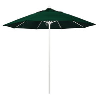 California Umbrella ALTO 908 OLEFIN Venture 9' Round Push Lift Umbrella with 1 1/2 inch Matte White Aluminum Pole - Olefin Canopy - Hunter Green Fabric