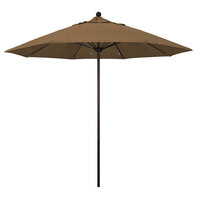 California Umbrella ALTO 908 OLEFIN Venture 9' Round Push Lift Umbrella with 1 1/2 inch Bronze Aluminum Pole - Olefin Canopy - Woven Sesame Fabric