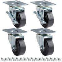 Avantco 178A3PCKIT4 3 inch Swivel Plate Casters with Mounting Hardware - 4/Set