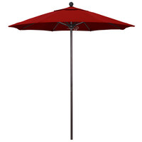 California Umbrella ALTO 758 PACIFICA Venture 7 1/2' Round Push Lift Umbrella with 1 1/2 inch Bronze Aluminum Pole - Pacifica Canopy - Red Fabric