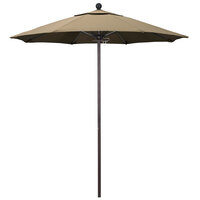 California Umbrella ALTO 758 SUNBRELLA 1A Venture 7 1/2' Round Push Lift Umbrella with 1 1/2 inch Bronze Aluminum Pole - Sunbrella 1A Canopy - Heather Beige Fabric