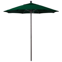 California Umbrella ALTO 758 OLEFIN Venture 7 1/2' Round Push Lift Umbrella with 1 1/2 inch Bronze Aluminum Pole - Olefin Canopy - Hunter Green Fabric