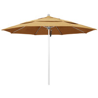 California Umbrella ALTO 118 SUNBRELLA 1A Venture 11' Round Pulley Lift Umbrella with 1 1/2 inch Silver Anodized Aluminum Pole - Sunbrella 1A Canopy - Wheat Fabric