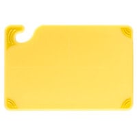 San Jamar CBG6938YL Saf-T-Grip® 9 inch x 6 inch x 3/8 inch Yellow Bar Size Cutting Board with Hook