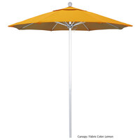 California Umbrella ALTO 758 OLEFIN Venture 7 1/2' Round Push Lift Umbrella with 1 1/2 inch Silver Anodized Aluminum Pole - Olefin Canopy - White Fabric