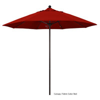 California Umbrella ALTO 908 SUNBRELLA 2A Venture 9' Round Push Lift Umbrella with 1 1/2 inch Bronze Aluminum Pole - Sunbrella 2A Canopy - Bay Brown Fabric