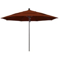 California Umbrella ALTO 118 PACIFICA Venture 11' Round Pulley Lift Umbrella with 1 1/2 inch Bronze Aluminum Pole - Pacifica Canopy - Brick Fabric