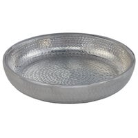 American Metalcraft ADSEAS14 14 inch Round Silver Double Wall Hammered Aluminum Seafood Tray