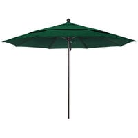 California Umbrella ALTO 118 SUNBRELLA 1A Venture 11' Round Pulley Lift Umbrella with 1 1/2 inch Bronze Aluminum Pole - Sunbrella 1A Canopy - Forest Green Fabric
