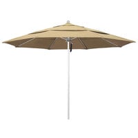 California Umbrella ALTO 118 PACIFICA Venture 11' Round Pulley Lift Umbrella with 1 1/2 inch Silver Anodized Aluminum Pole - Pacifica Canopy - Beige Fabric