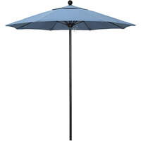 California Umbrella ALTO 758 SUNBRELLA 1A Venture 7 1/2' Round Push Lift Umbrella with 1 1/2 inch Black Aluminum Pole - Sunbrella 1A Canopy - Spa Fabric