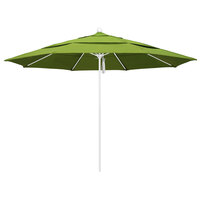 California Umbrella ALTO 118 SUNBRELLA 2A Venture 11' Round Pulley Lift Umbrella with 1 1/2 inch Matte White Aluminum Pole - Sunbrella 2A Canopy - Macaw Fabric