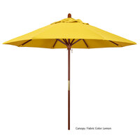 California Umbrella MARE 908 OLEFIN Grove 9' Round Push Lift Umbrella with 1 1/2 inch Hardwood Pole - Olefin Canopy - Teak Fabric