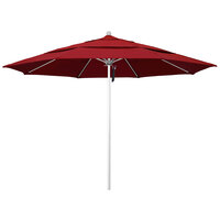California Umbrella ALTO 118 PACIFICA Venture 11' Round Pulley Lift Umbrella with 1 1/2 inch Silver Anodized Aluminum Pole - Pacifica Canopy - Red Fabric