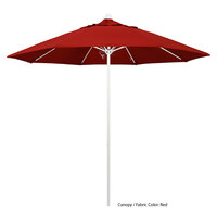 California Umbrella ALTO 908 PACIFICA Venture 9' Round Push Lift Umbrella with 1 1/2 inch Matte White Aluminum Pole - Pacifica Canopy - Beige Fabric