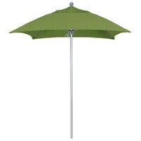California Umbrella ALTO 604 SUNBRELLA 1A Venture 6' Square Push Lift Umbrella with 1 1/2 inch Silver Anodized Aluminum Pole - Sunbrella 1A Canopy - Spectrum Cilantro Fabric