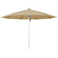 California Umbrella ALTO 118 SUNBRELLA 2A Venture 11' Round Pulley Lift Umbrella with 1 1/2 inch Silver Anodized Aluminum Pole - Sunbrella 2A Canopy - Linen Sesame Fabric