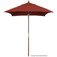 California Umbrella MARE 604 SUNBRELLA 2A Grove 6' Square Push Lift Umbrella with 1 1/2 inch Hardwood Pole - Sunbrella 2A Canopy - Tuscan Fabric