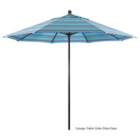 California Umbrella EFFO 908 SUNBRELLA 1A Oceanside 9' Round Push Lift Umbrella with 1 1/2 inch Fiberglass Pole - Sunbrella 1A Canopy - Seville Seaside Fabric