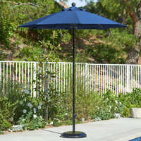 California Umbrella EFFO 758 PACIFICA Oceanside 7 1/2' Round Push Lift Umbrella with 1 1/2 inch Fiberglass Pole - Pacifica Canopy - Sapphire Fabric