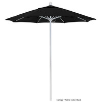 California Umbrella ALTO 758 SUNBRELLA 1A Venture 7 1/2' Round Push Lift Umbrella with 1 1/2 inch Matte White Aluminum Pole - Sunbrella 1A Canopy - Black Fabric