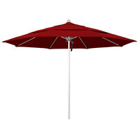 California Umbrella ALTO 118 SUNBRELLA 2A Venture 11' Round Pulley Lift Umbrella with 1 1/2 inch Silver Anodized Aluminum Pole - Sunbrella 2A Canopy - Jockey Red Fabric
