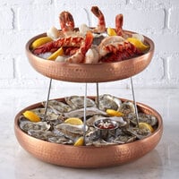 American Metalcraft ADSEAC12 12 inch Round Copper Double Wall Hammered Aluminum Seafood Tray
