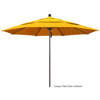 California Umbrella ALTO 118 SUNBRELLA 1A Venture 11' Round Pulley Lift Umbrella with 1 1/2 inch Bronze Aluminum Pole - Sunbrella 1A Canopy - Air Blue Fabric