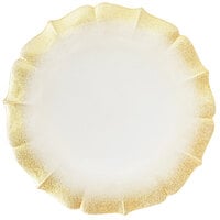 The Jay Companies 1900060 13 inch Pearl Gold Round Glass Contessa Charger Plate
