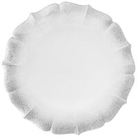 The Jay Companies 1900061 13 inch Pearl Silver Round Glass Contessa Charger Plate