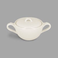 RAK Porcelain ANSU25 Anna 8.5 oz. Ivory Porcelain Sugar Bowl with Lid and 2 Handles - 6/Case