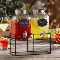 Metal Stand Dual Gallon Glass Beverage Dispensers with 2 Sets of Fruit & Ice Infuser Inserts Metal Lids and Drip Trays Yorkshire Mason Dual Drink Dispenser Display Stainless Steel Spigot 