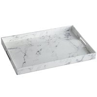 The Jay Companies 1270528 14 inch x 19 inch American Atelier Marble Polypropylene Room Service Tray with Silver Rim